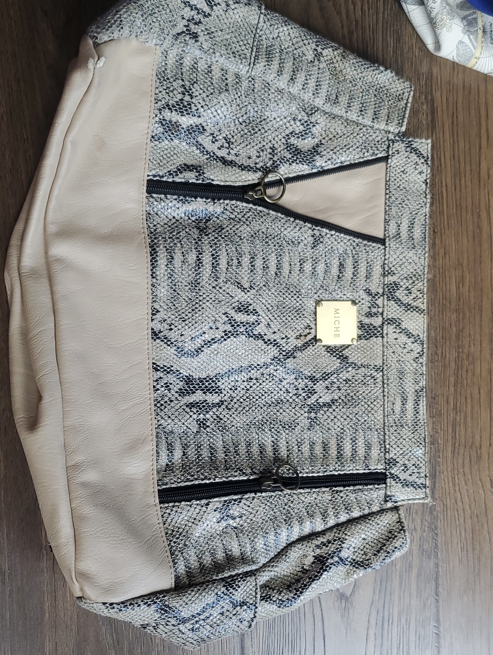 Miche "Leslie" Beige and Snake-Print Prima Bag Cover